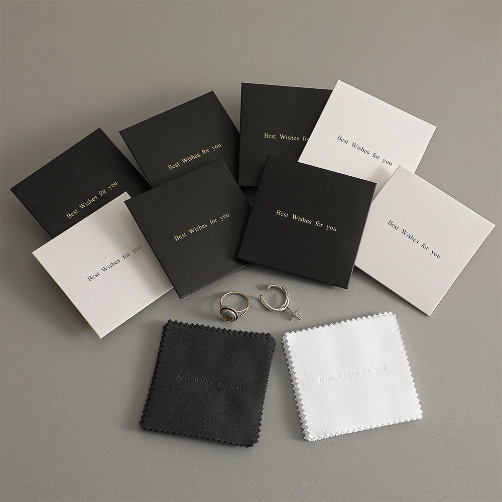 PUPPYSEW Wholesale Soft Microfiber Black Jewelry Polishing Cloth with Silver and Jewelry Envelope Cleaning Cloth Custom logo