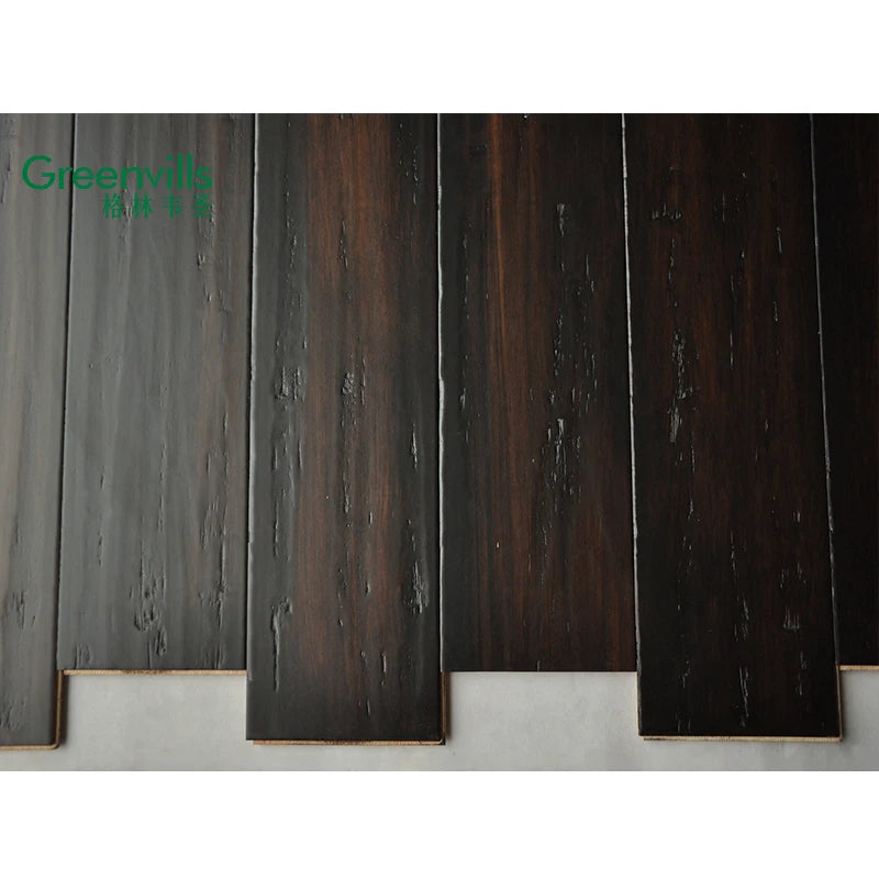 14MM Thickness Engineered Bamboo Wood Flooring Factory Wholesales Worn Black Wood Floor