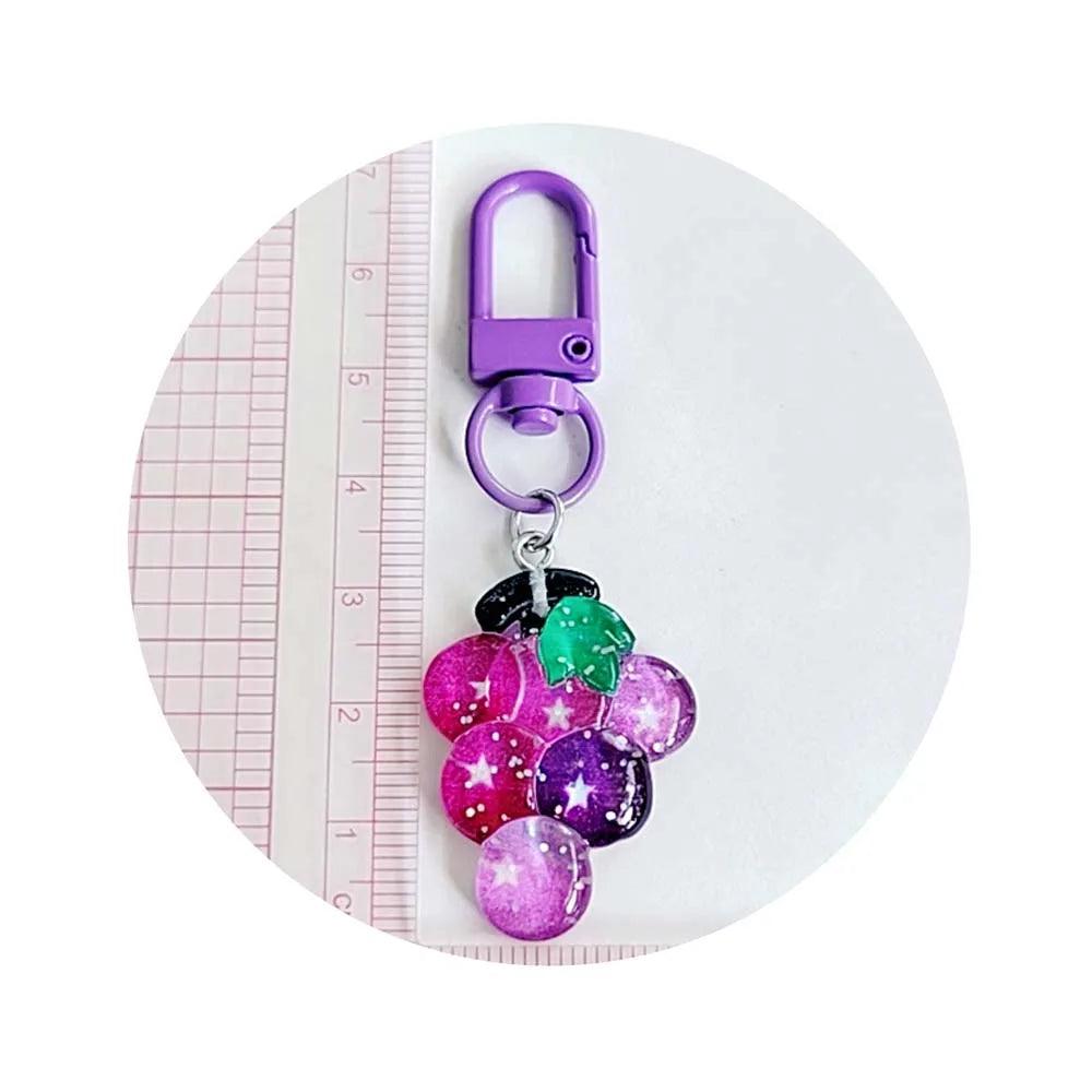 10pcs Custom Simulation Resin Grapes Mini Fruits Keychain Accessories Key Ring Pendant for Key Holder Handbag Decor Jewelry Gift