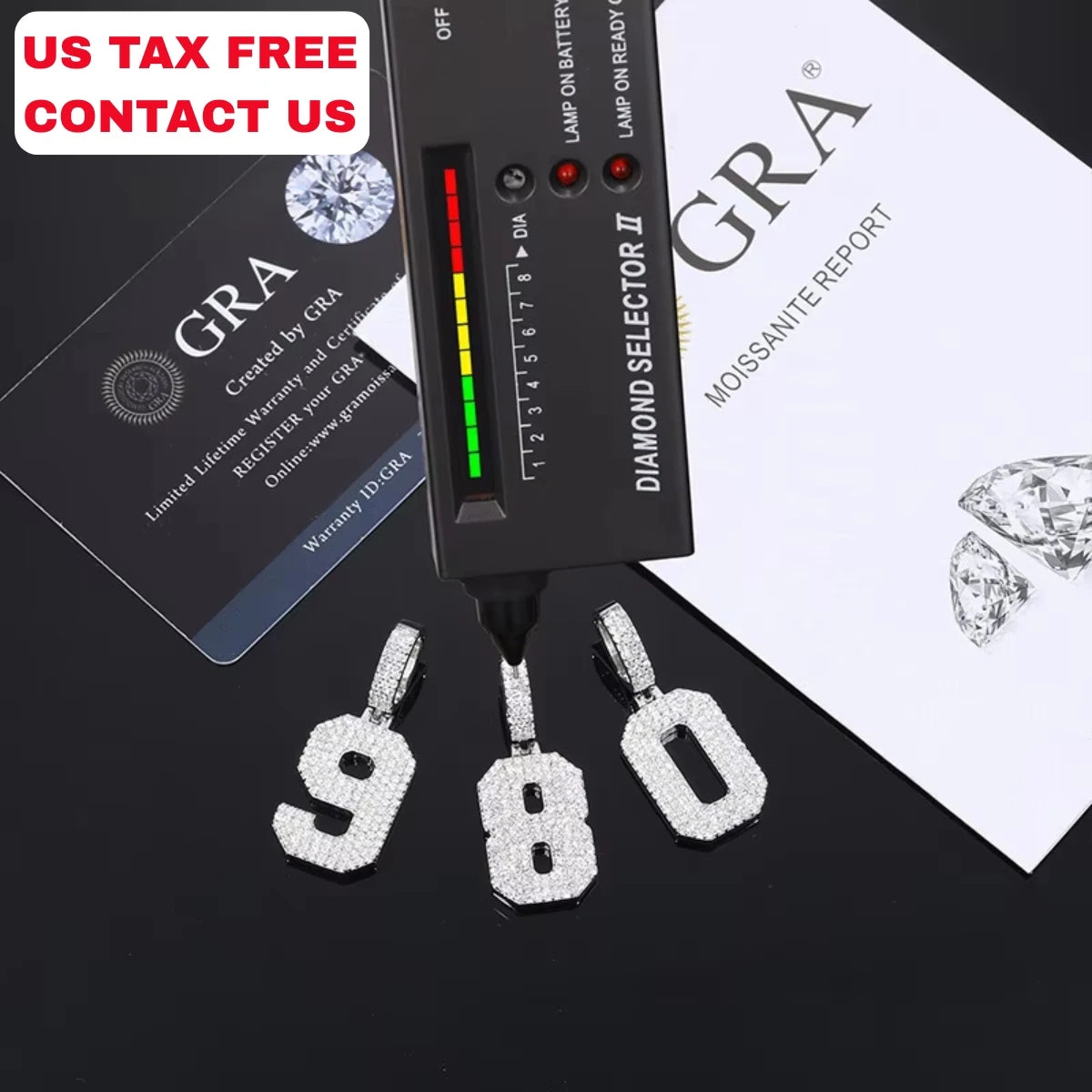 Luxury Sparkling 0-9 Number Pendant Hip Hop VVS D Moissanite 925 Silver Pendant Jewelry for Gift Wedding Engagement