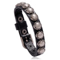 Wholesale Custom Punk Rock Bangles Genuine Leather Hiphop Bracelet for Men Fashion OEM Bracelets