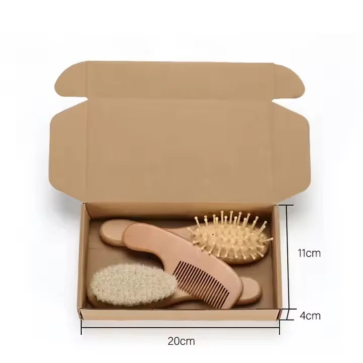 EDAWA Cute Hair Brush and Bath Brush Set Oval/Round Shape Soft Hair Bristle Massage Function 3-Piece Kit Home Use