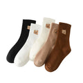 Little Bear Embroidered Socks Middle Tube Socks Autumn and Winter Cotton Socks Cute Black and White