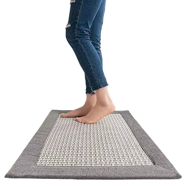 Hot Sale Hapton Hp05006 Kitchen Floor Mats Washable Linen Twill Non-Skid All-Season Modern Style Solid Color Thin Rug Flax Fiber