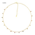 FUAMAY Rainbow Bezel Stone Cubic Zirconia Necklaces Choker for Woman Colorful Rainbow Diamond Pendant Necklace