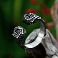 Norse Pagan Jewelry Antique Black Finish Stainless Steel Viking Jewelry Rune Rings for Men