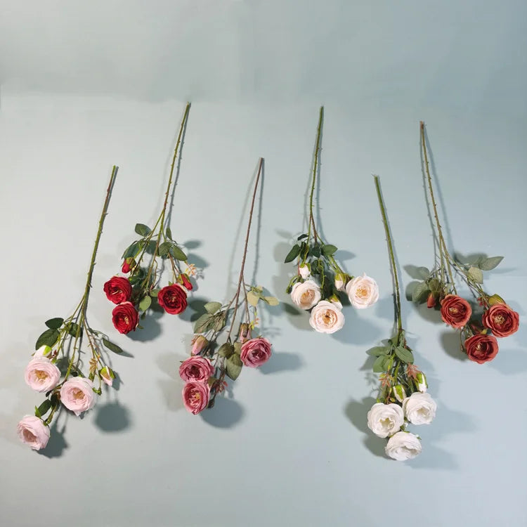 YOPIN 346 Artifical Plastic Rose Stems Silk Red Roses Artificial Flowers Tea Roses Flowers