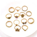 Best Sell Wholesale Long Finger Rings Set for Women 11 Pcs Trendy Simple Midi Rings Gold Plated Statement Stackable Rings Pack