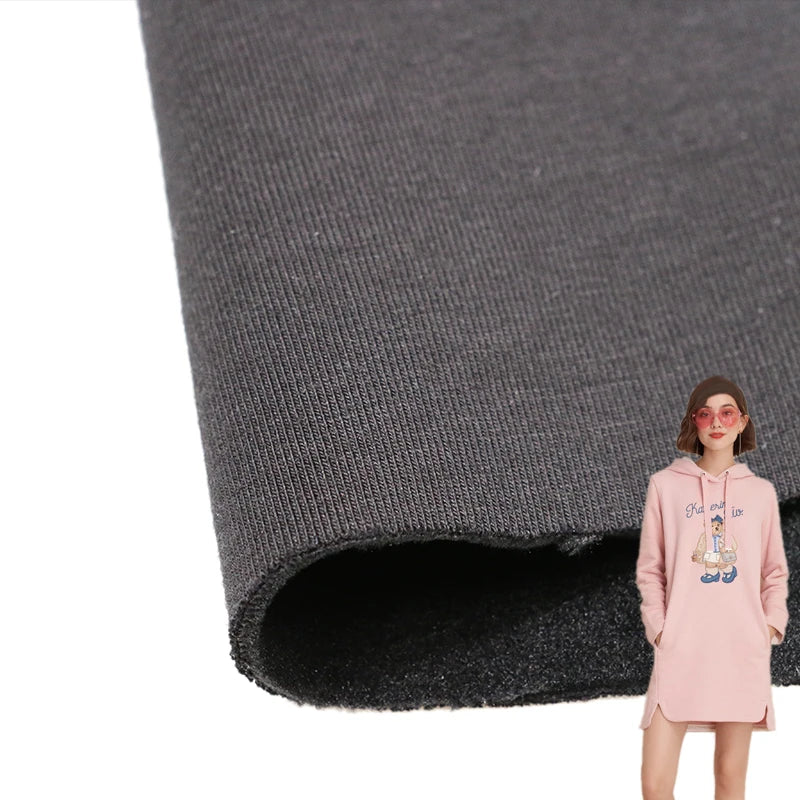 Black Silver fox Feather Black Cotton Sweat Cloth Laminated Warm Sweater Fabric Can Be Customized Color Fabrics