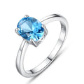 Exquisite Simple Jewelry 925 Sterling Silver Blue Topaz Gemstone Engagement Rings Jewelry Finger Ring for Women Wholesale