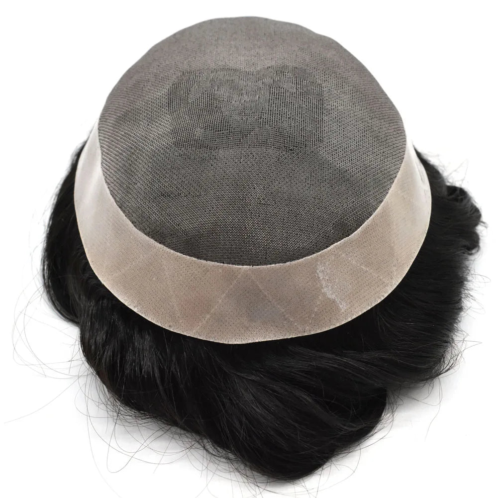 LONGFOR Mono Style Comfortable Men's Wigs Durable Good Quality Human Hair Toupee