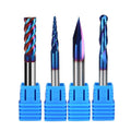 1/4 Nano Coating Micro Rough Ball Nose Double Chamfer Tapered Carbide End Mill