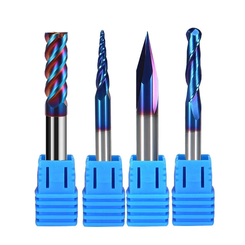1/4 Nano Coating Micro Rough Ball Nose Double Chamfer Tapered Carbide End Mill