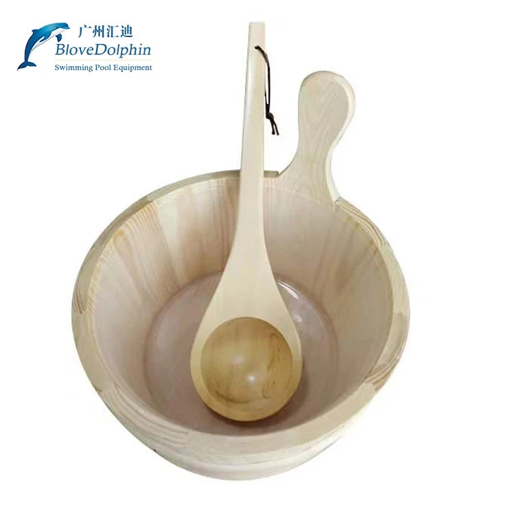Durable Sauna Room Wooden Sauna Shower Bucket for Sale Sauna Bucket and Ladle
