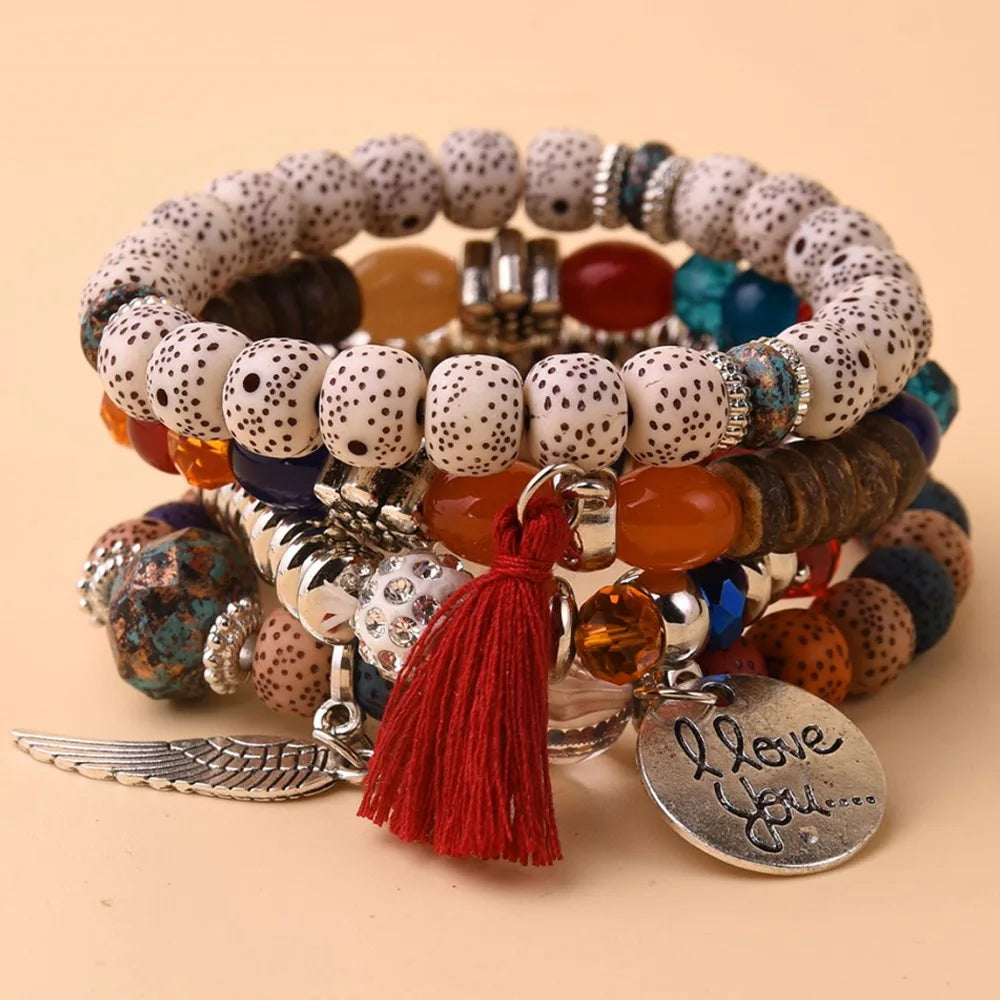 Boutique Boho Trend Aesthetic Cheap Cool Dainty Big Stack Beads Bracelet & Bangle Set Designer Jewelry for Women