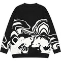 Customized Logo Oversized Women's Sweater Korean Style Skeleton Portrait Graphic Knitted Long Sleeve Crewneck for Winter