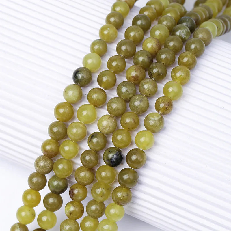 Olive Green Color Nature Jade Round Beads Stone for Bracelet Necklace Jewelry Accessory Loose Beads for Jewelry Making