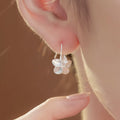 Fashion Micro Set Zircon Five Petal Flower Hook Earrings Customized Silver Matte Flower Pendant Earrings for Women Girls