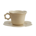Flower-Shaped Ceramic Tea Cups & Saucers Set with Coffee Mug & Tray