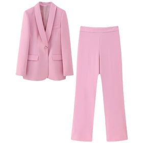 Solid Color Business Meeting Office Ladies 2 Piece Set Blazers Suits Women Sexy Formal Jackets High Waist Suit Pants Set Female