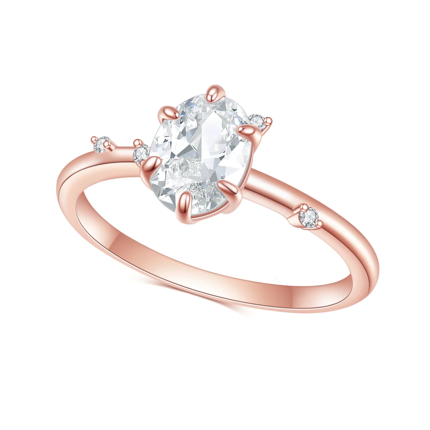OL1041 Abiding Custom Fine Jewelry Cheap 6x8mm Oval Moissanite Diamond Jewelry Woman 925 Sterling Silver 14K Gold Plated Rings