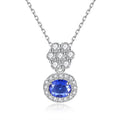 Elegant Luxury 925 Sterling Silver Full Rhinestone Zircon Women Fashion Simple Gemstone Pendant Necklace