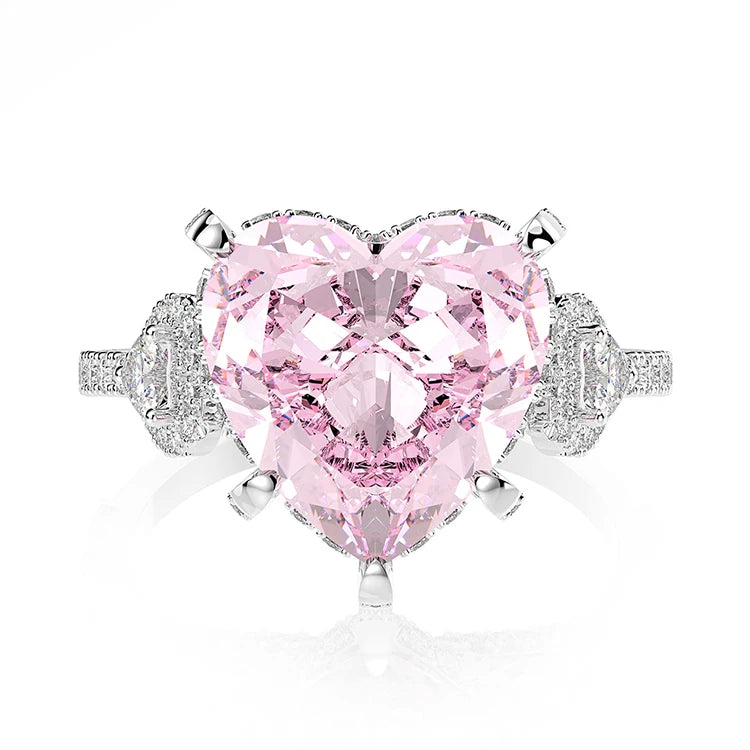 Heart Shape 925 Sterling Silver Cubic Zirconia Ring Simulated Diamond Ring for Party Wedding Good Fake Diamond Rings 2024