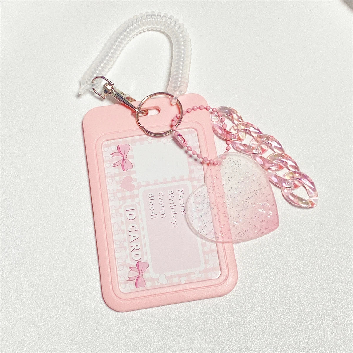 Kawaii Transparent Acrylic clear Kpop Photocard Keychain Cute Credit ID Bank Card Photo Holder Bus Card Protective Case Pendant