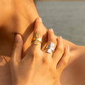 New Arrived Retro Gold Plated Stainless Steel Rings Women Rotate Texture Hammered Cross Vintage Open Ring