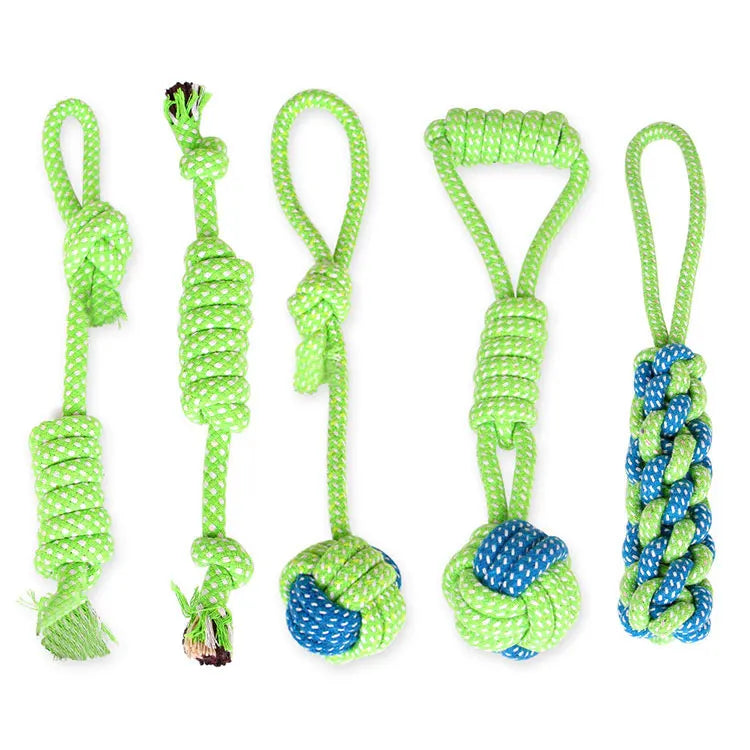 Manufacturer Wholesale Custom logo Bite Resistance Green Durable Ball Pet Dog Rope Toys Set