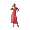 Women's Ruffles Flounce Dress with V-Neck Short Sleeves Long Chiffon Knee-Length Natural Waist Anti-Wrinkle for Summer