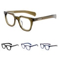 Customized Logo Ready Stock New Design Vintage Retro Transparent Olive Acetate Eye Glasses Frame  Unisex for Men and Women