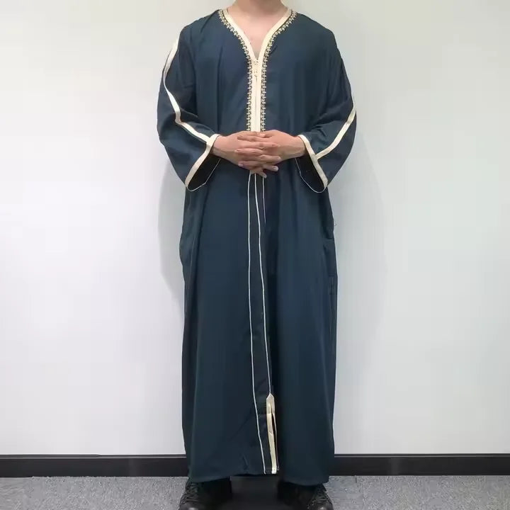Ramada Duba Kaftan Islamic Clothing Muslim Man Qamis Jubba Morocco Men's Thobe
