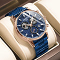 NIBOSI 2590 Mens Watches Top Brand Blue Steel Quartz 2023 Chronograph Men Watch