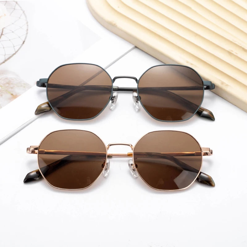 UV Polarized Sunglasses with Fashionable Square Flexible Titanium Alloy Frame Gold Color Fashionable Gold Color Sunglasses