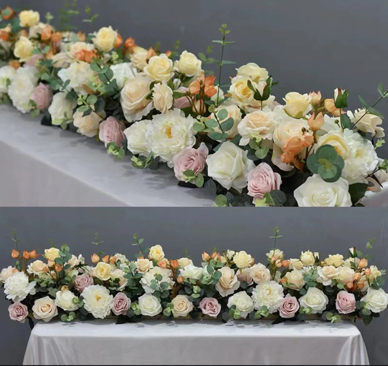 YOPIN-113 Wedding Aisle Faux Silk Flower Row Artificial Flower Table Runner for Arch Decoration
