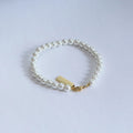Dainty Layering Bracelet Delicate Custom logo Tag 6mm White Pearl Bracelet for Women