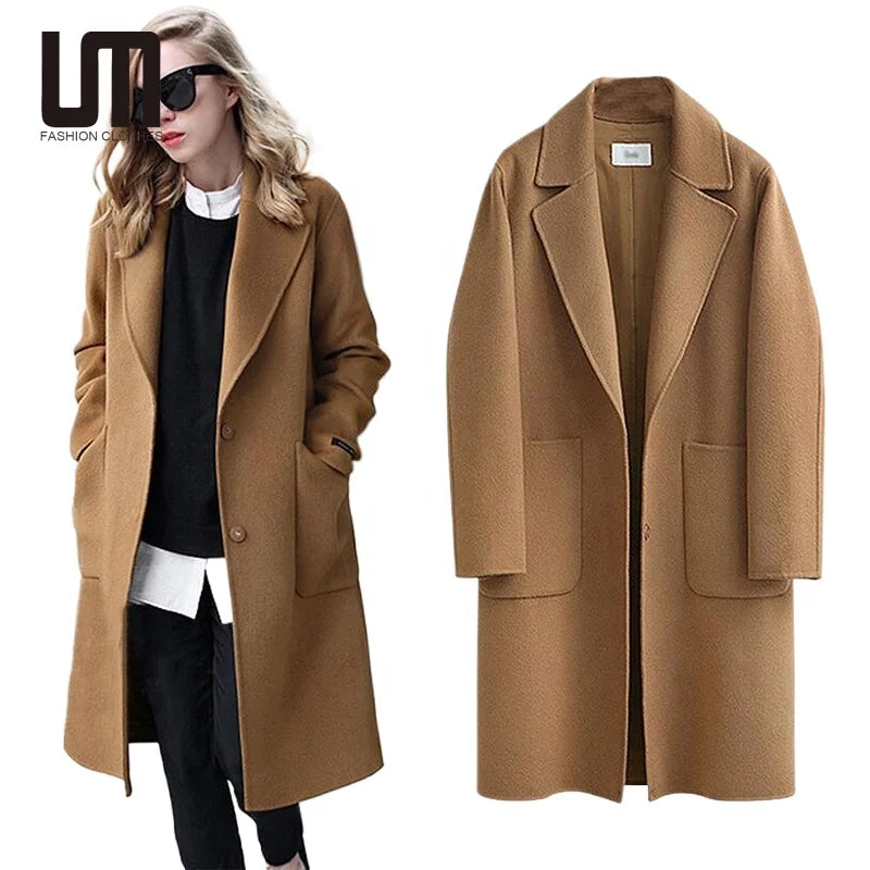 Liu Ming 2025 Autumn Winter Collection Women's Latest Loose Double-Sided Wool Overcoat Streetwear Fashion Cotton Filling Long