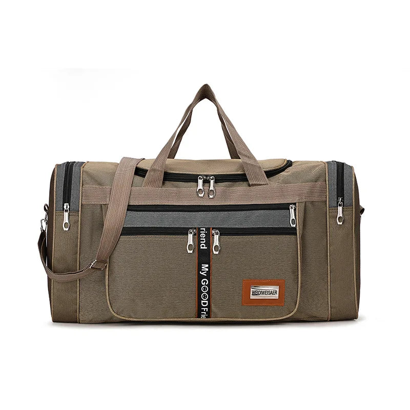 Oxford Waterproof Tote Bag for Men Women Large Capacity Fashionable Carry-on Luggage for Outdoor Weekend Use with Zipper Closure
