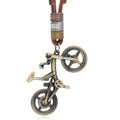 New Arrival Men's Antique Metal Bicycle Pendant Necklace Genuine Leather Chains with Alloy Trendy Style Jewelry Accessories