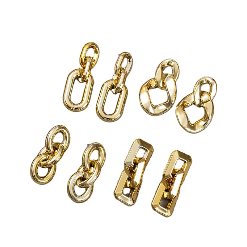 Cool Hip Hop Punk Gold Acrylic Chain Earrings for Women Metal Plated Jewelry with Stylish Punk Chains Fashion Drop Earrings