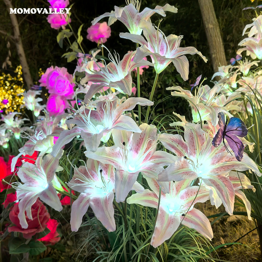 Momovalley Multicolor & Warm White Lily Flower Light Decoration Stand Led Christmas Lights Outdoor LED Garden Lights