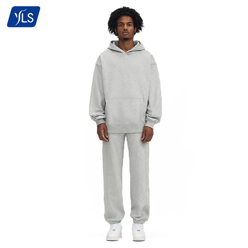 YLS Custom 390g Fleece Sweatsuit Oversized Hood Jogger Sets for Men and Women Breathable Track Suits for Winter