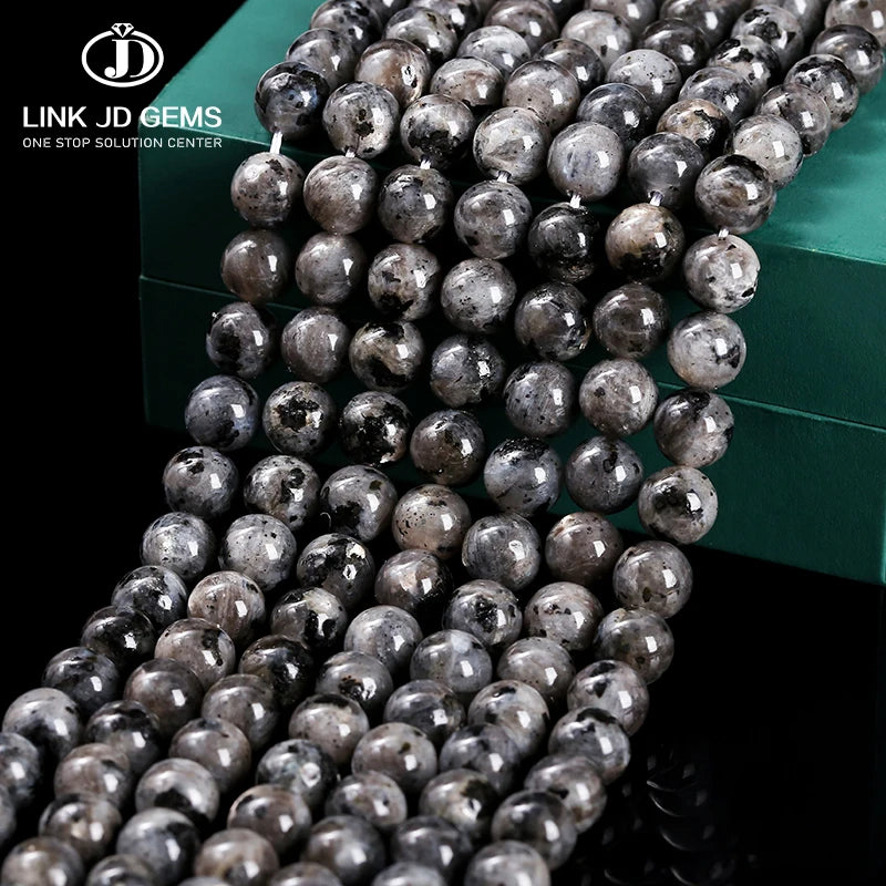 JD GEMS Natural Black Spectrolite Stone Beads 4/6/8/10/12mm Semi-Precious Labradorite Loose for Jewelry Making