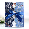 Cheap Laser Cut Wedding Invitation Luxury Laser Greeting Cards with Ribbon Printing Insert Pages