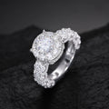 Luxury Fine Jewelry Wedding Ring White Gold 925 Sterling Silver VVS Moissanite Diamond Halo Engagement Ring for Men Women
