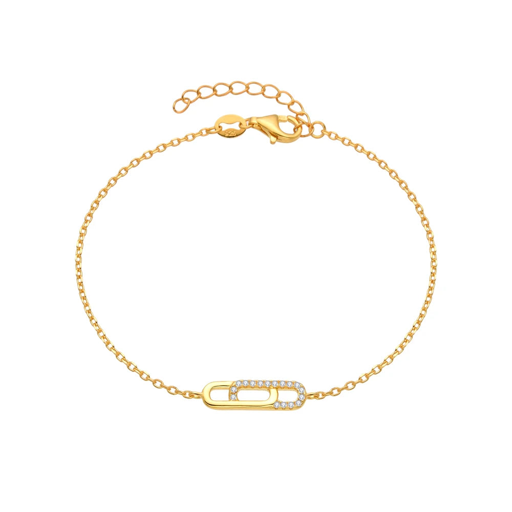 POLIVA 925 Sterling Silver Rhodium 18K Gold Plated 3A Cubic Zirconia  Diamond Bracelets for Women