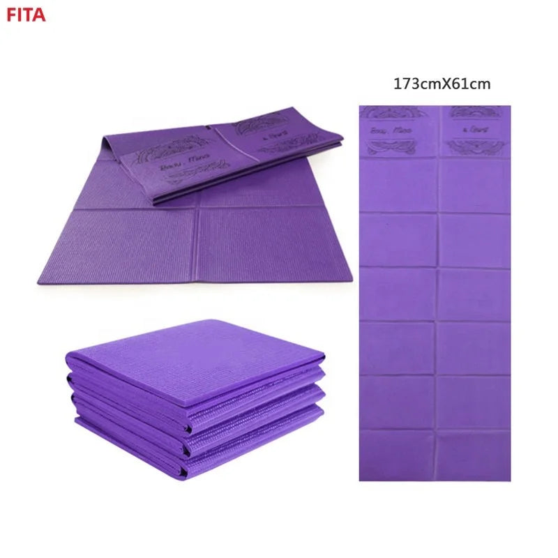 FITA Organic Anti Tear Pure Color Portable Light High Density Material Custom LOGO Print Foldable 3mm PVC Yoga Mat for Travel
