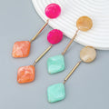 Kaimei New Arrival 2 Colors New Korean European Geometric Earrings Girl Round Square Resin Long Earrings Wholesale Earrings