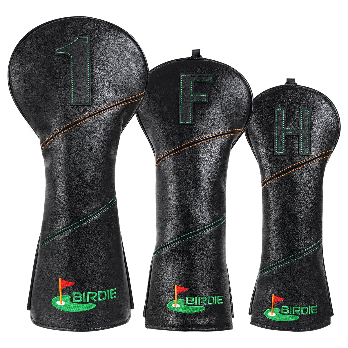In Stock Black PU Leather Birdie 1 3 5 Wood Driver Cover Club Golf Head Cover Set Golf Headcover